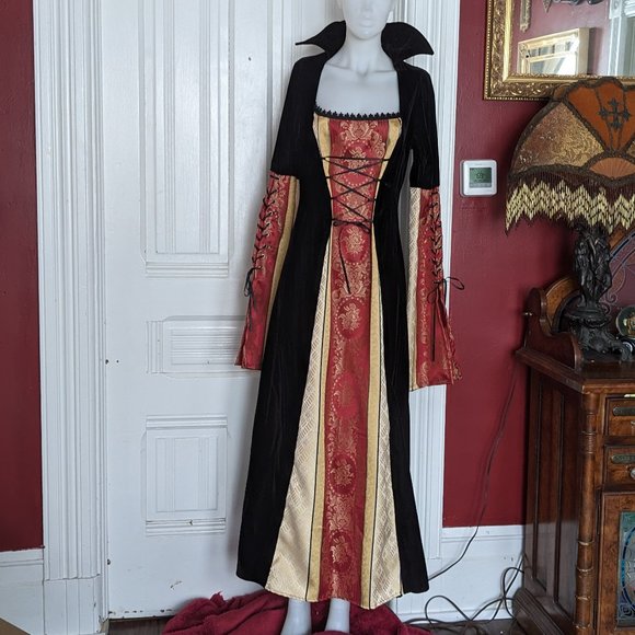 Begotten Dresses & Skirts - Begotten Gothic Brocade Damask and Velvet Gown Vintage 90s